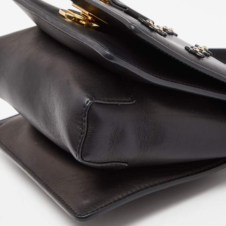 Pre Owned Salvatore Ferragamo Black Leather Vara Bow Embellished Crossbody Bag