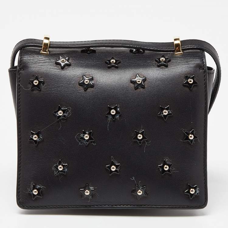 Pre Owned Salvatore Ferragamo Black Leather Vara Bow Embellished Crossbody Bag