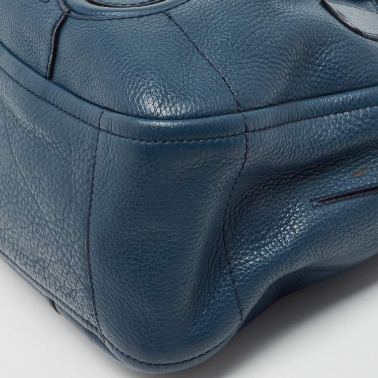 Pre Owned Salvatore Ferragamo Teal Blue Leather Gancini Tote