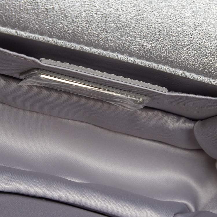 Pre Owned Salvatore Ferragamo Silver Glitter and Laminated Leather Top Handle Bag