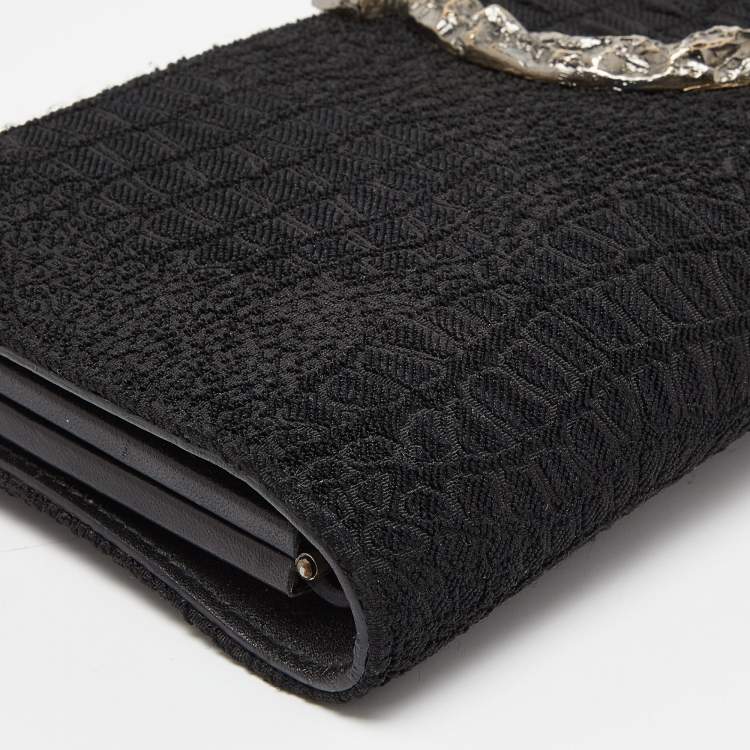 Pre Owned Salvatore Ferragamo Black Fabric Musa Gancini Clutch