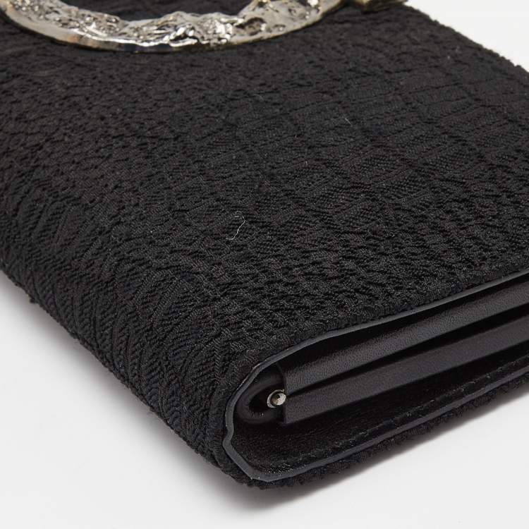 Pre Owned Salvatore Ferragamo Black Fabric Musa Gancini Clutch