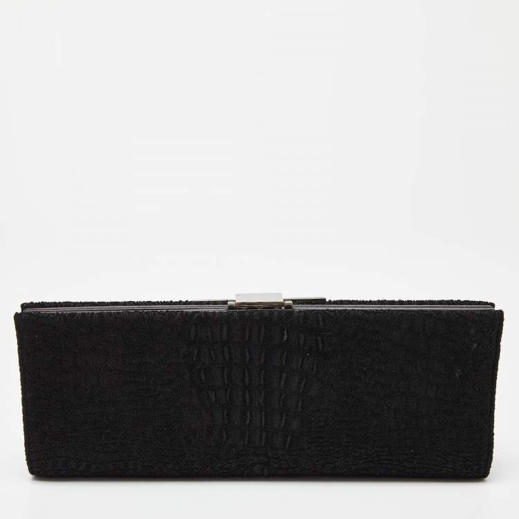 Pre Owned Salvatore Ferragamo Black Fabric Musa Gancini Clutch