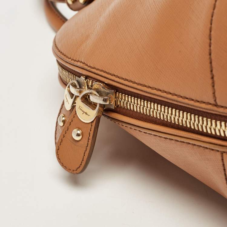 مملوكة مسبقًا Salvatore Ferragamo Brown Saffiano Leather Darina Satchel