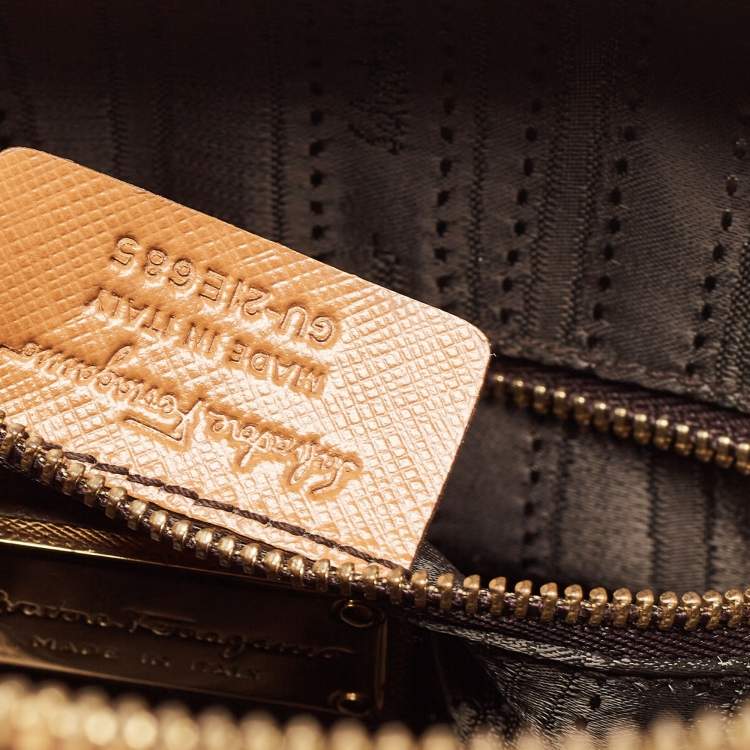 مملوكة مسبقًا Salvatore Ferragamo Brown Saffiano Leather Darina Satchel