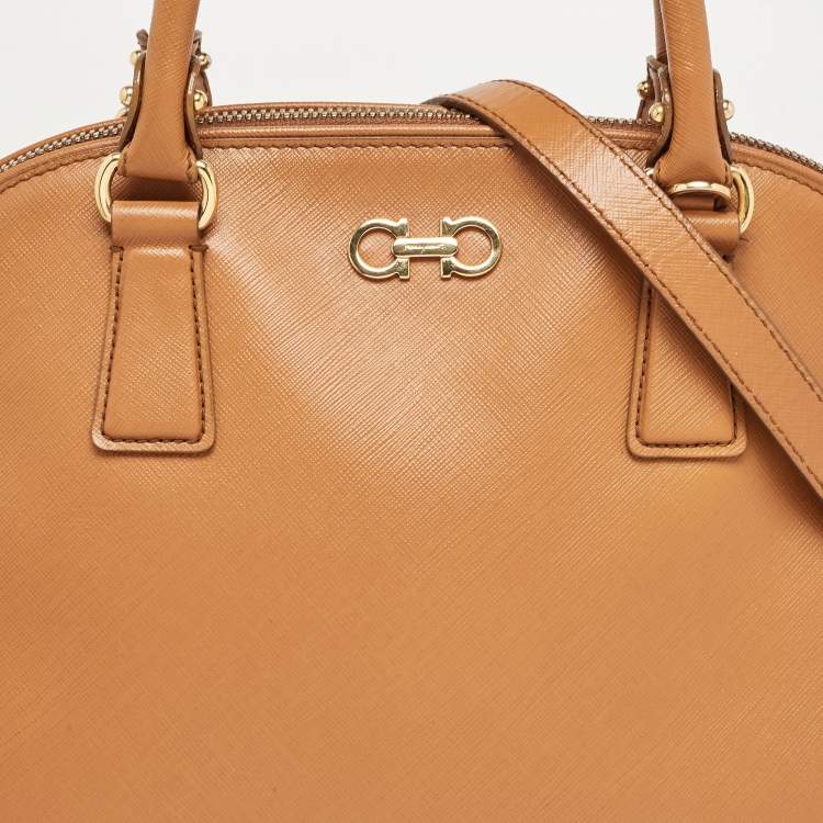 مملوكة مسبقًا Salvatore Ferragamo Brown Saffiano Leather Darina Satchel