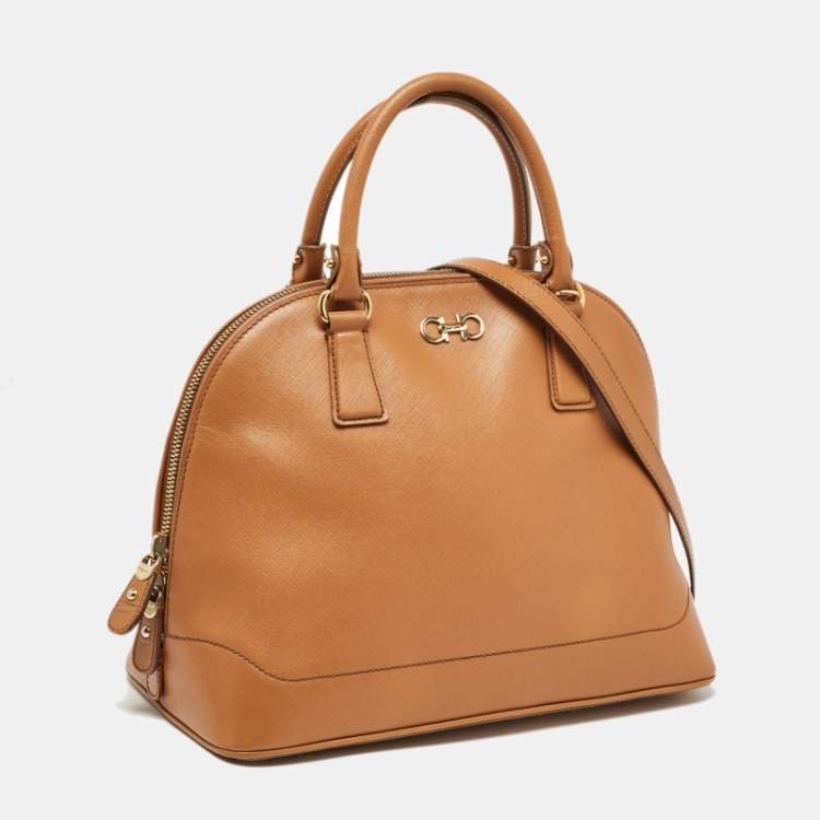 مملوكة مسبقًا Salvatore Ferragamo Brown Saffiano Leather Darina Satchel