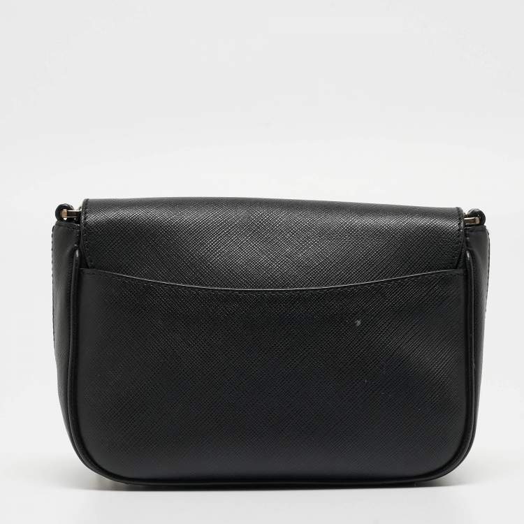 Pre Owned Salvatore Ferragamo Black Leather Gancini Icona Vit Paris Crossbody Bag