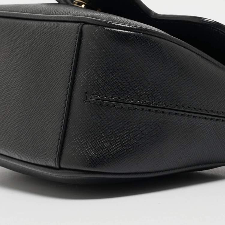 Pre Owned Salvatore Ferragamo Black Leather Gancini Icona Vit Paris Crossbody Bag