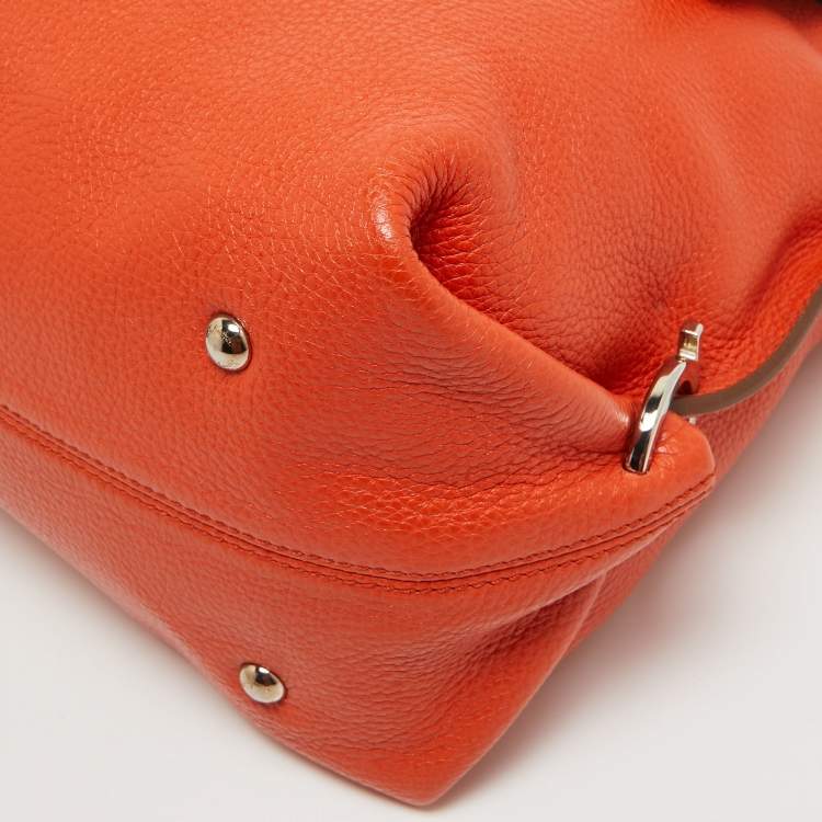 Pre Owned Salvatore Ferragamo Orange Leather Large Sofia Top Handle Bag