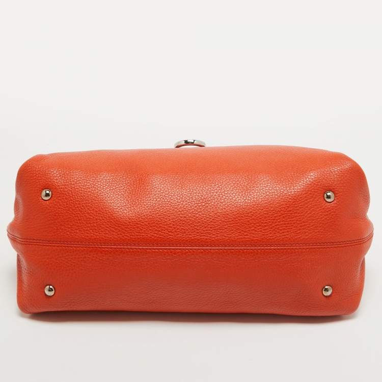 Pre Owned Salvatore Ferragamo Orange Leather Large Sofia Top Handle Bag