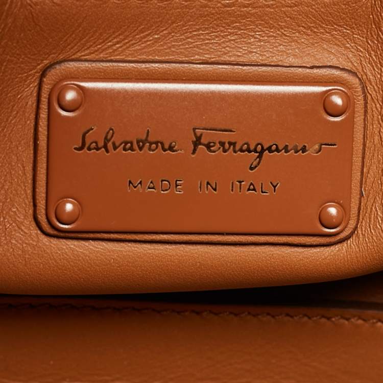 Pre Owned Salvatore Ferragamo Brown Laser Cut Leather Sofia Top Handle Bag