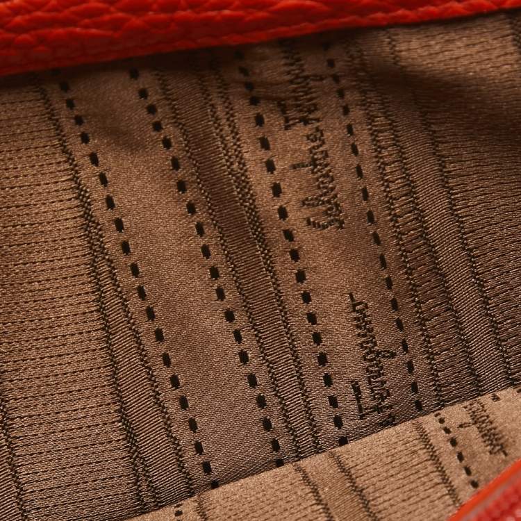 Pre Owned Salvatore Ferragamo Orange Leather Gancini Clasp Flap Wallet