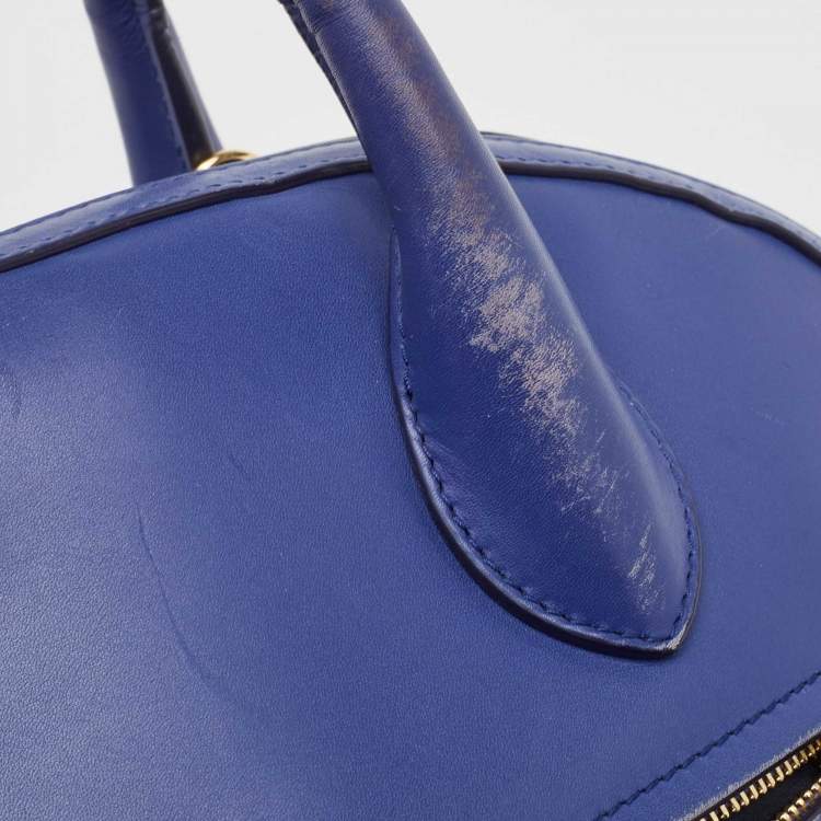 Pre Owned Salvatore Ferragamo Navy Blue Leather Fiamma Satchel
