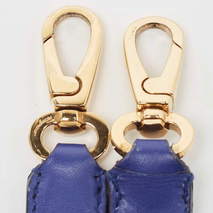 Pre Owned Salvatore Ferragamo Navy Blue Leather Fiamma Satchel