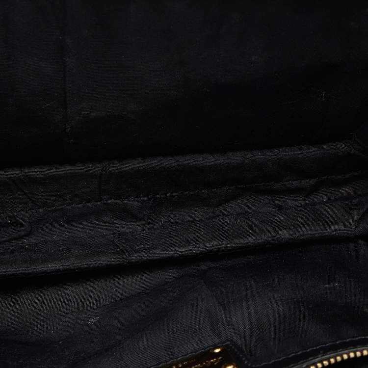 Pre Owned Salvatore Ferragamo Black Leather Vara Bow Chain Shoulder Bag