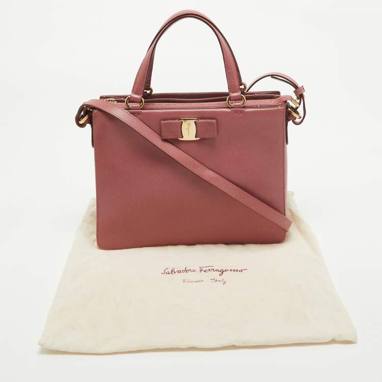 Pre Owned Salvatore Ferragamo Dark Pink Leather Shoulder Bag