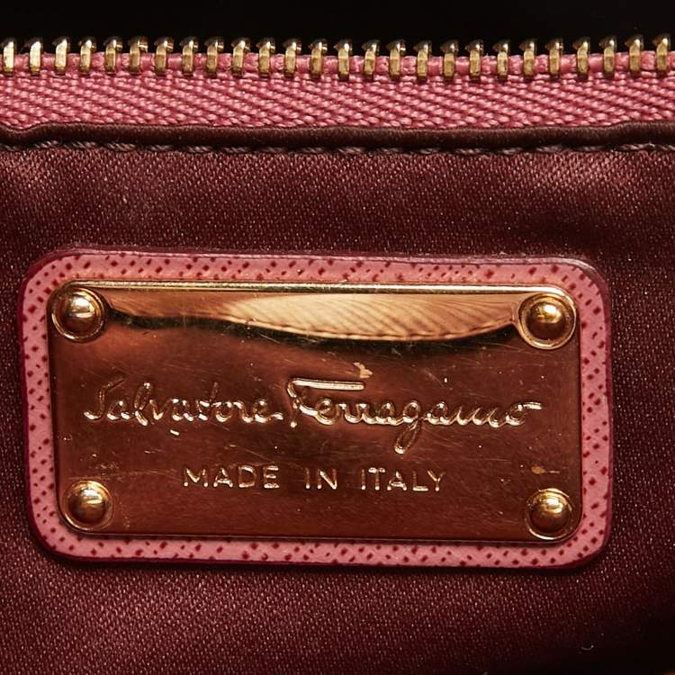 Pre Owned Salvatore Ferragamo Dark Pink Leather Shoulder Bag