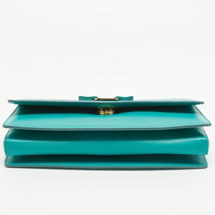 Pre Owned Salvatore Ferragamo Green Leather Miss Vara Bow Shoulder Bag