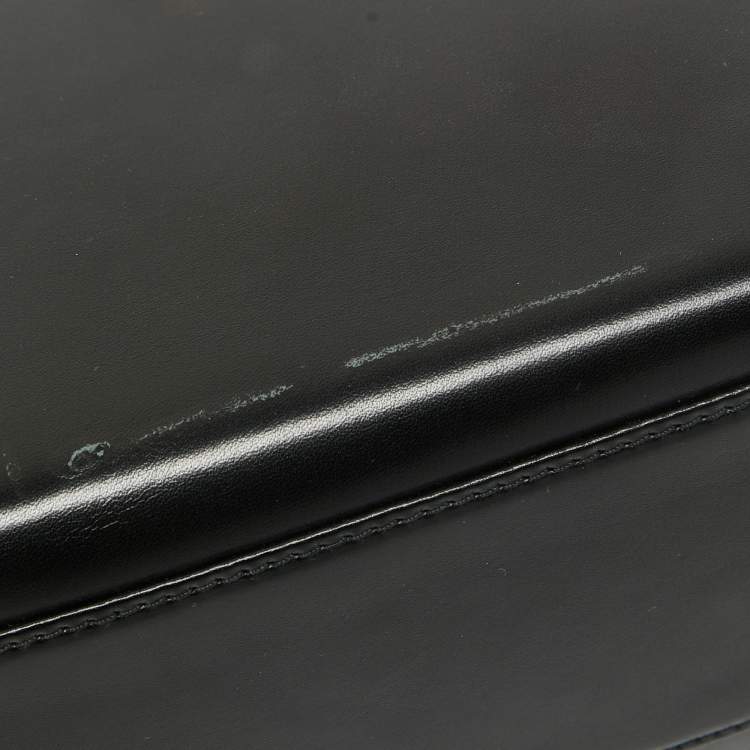 Pre Owned Salvatore Ferragamo Black Leather Gancini Top Handle Bag