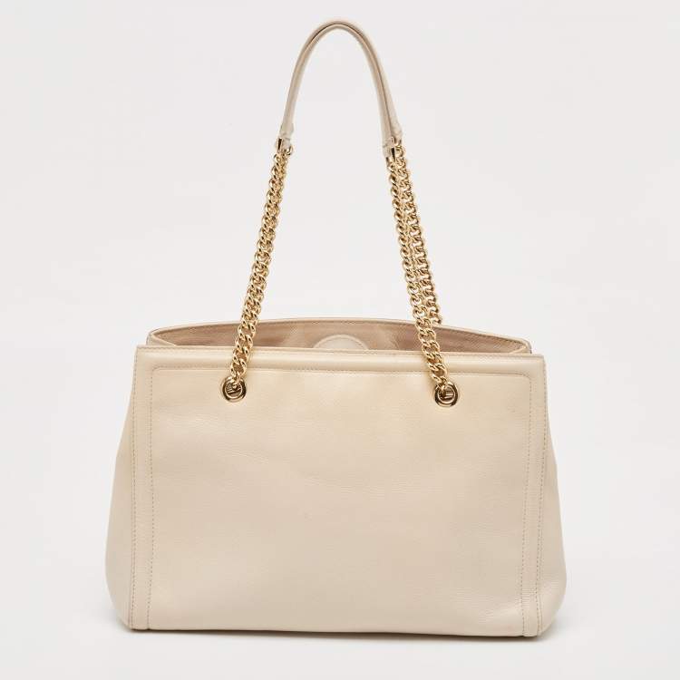 Pre Owned Salvatore Ferragamo Beige Leather Melike Tote