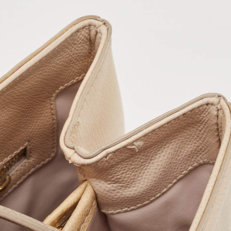 Pre Owned Salvatore Ferragamo Beige Leather Melike Tote