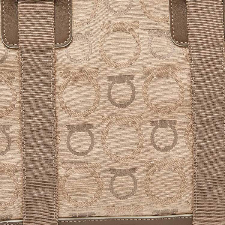 مملوكة مسبقًا Salvatore Ferragamo Beige Signature Canvas and Leather Tote