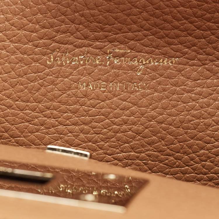 Pre Owned Salvatore Ferragamo Brown Leather Medium Studio Tote