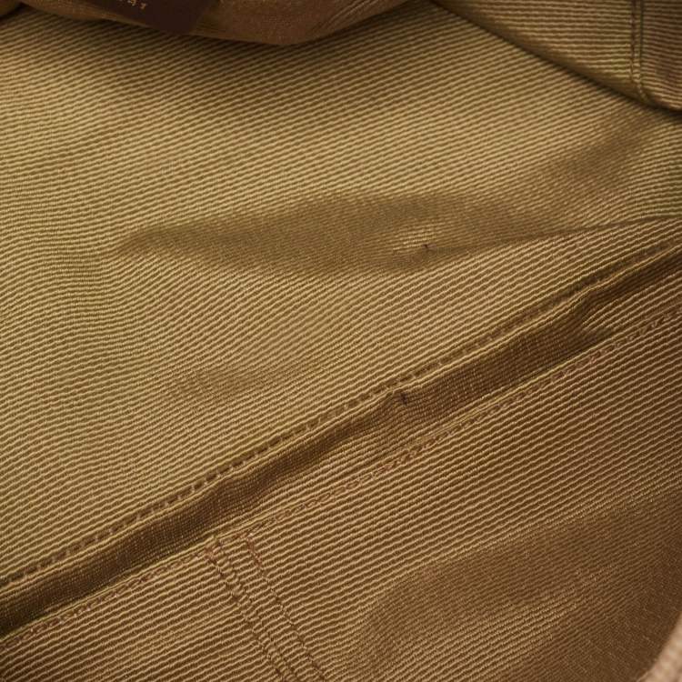 Pre Owned Salvatore Ferragamo Dark Brown/Beige Signature Canvas Satchel