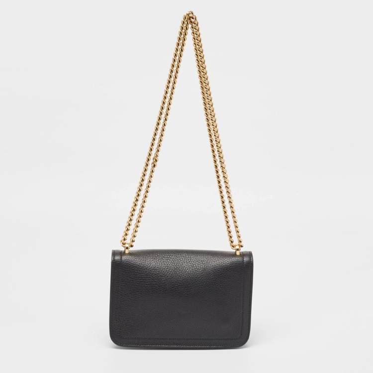 Pre Owned Salvatore Ferragamo Black Leather Small Ginevra Shoulder Bag