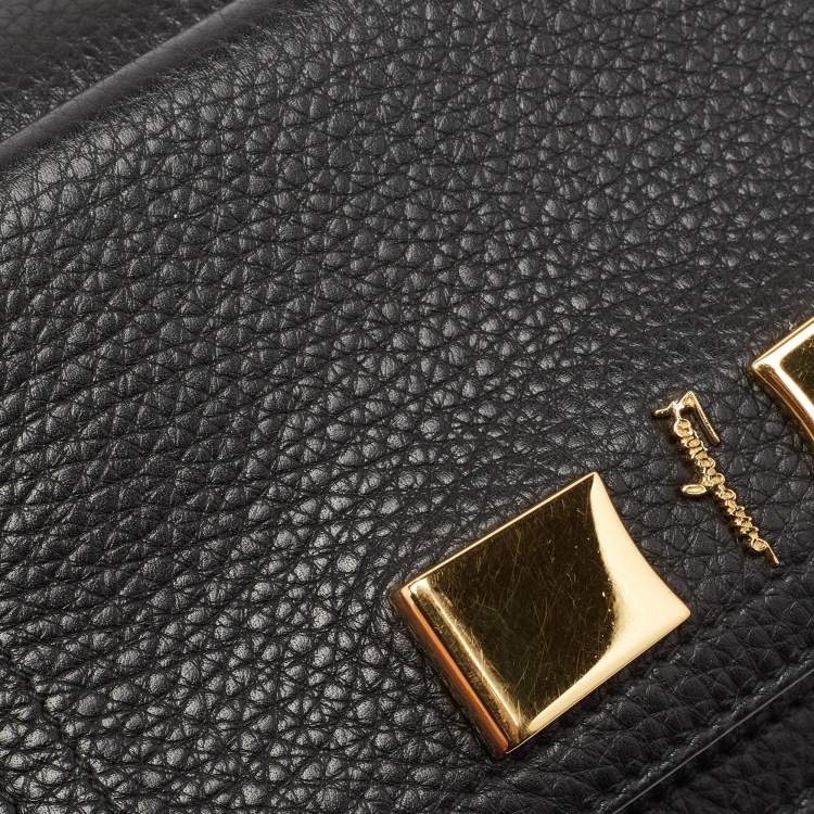 Pre Owned Salvatore Ferragamo Black Leather Small Ginevra Shoulder Bag