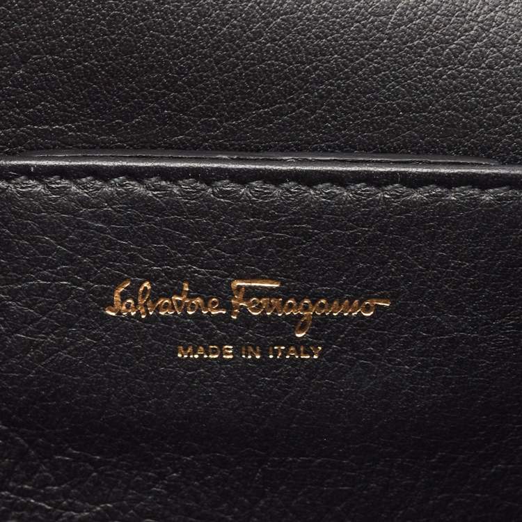 Pre Owned Salvatore Ferragamo Black Leather Small Ginevra Shoulder Bag