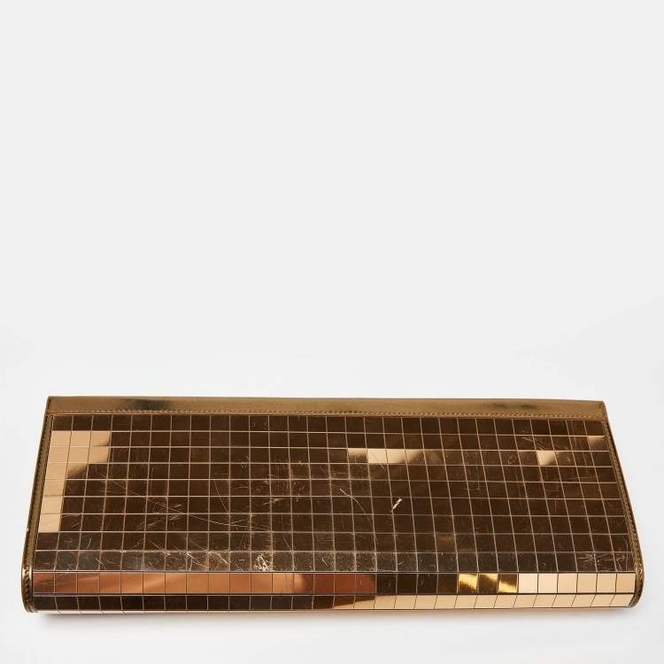 Pre Owned Salvatore Ferragamo Gold Acrylic and Leather Musa Gancini Clutch