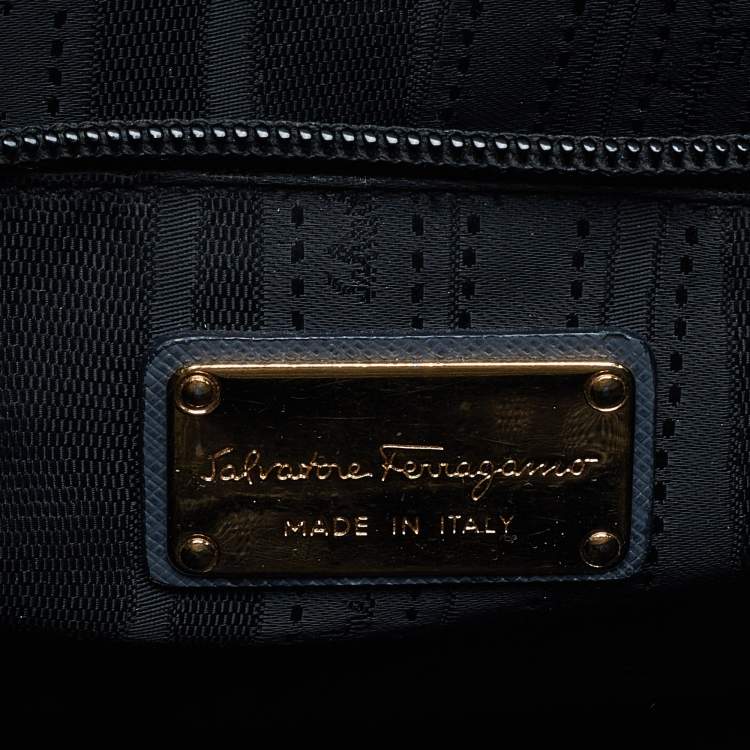 Pre Owned Salvatore Ferragamo Grey Leather Small Briana Tote