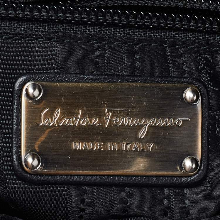 Pre Owned Salvatore Ferragamo Black Leather Fold Over Shoulder Bag