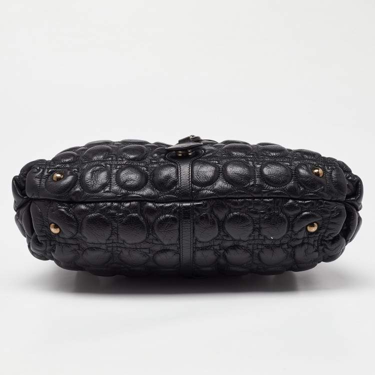 Pre Owned Salvatore Ferragamo Black Leather Fold Over Shoulder Bag