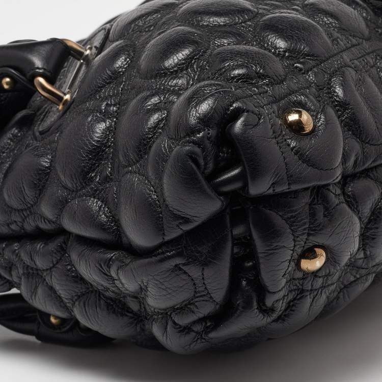 Pre Owned Salvatore Ferragamo Black Leather Fold Over Shoulder Bag