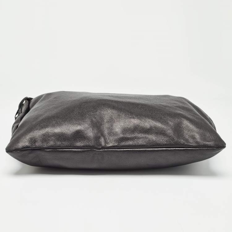 Pre Owned Salvatore Ferragamo Black Leather Stitch Handle Hobo