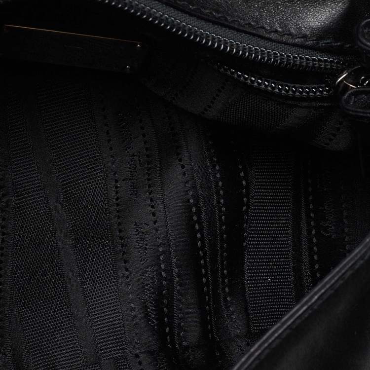 Pre Owned Salvatore Ferragamo Black Leather Flap Satchel