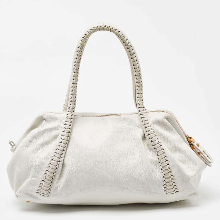 Pre Owned Salvatore Ferragamo White Leather Satchel