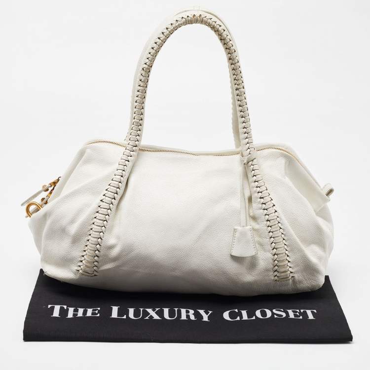 Pre Owned Salvatore Ferragamo White Leather Satchel