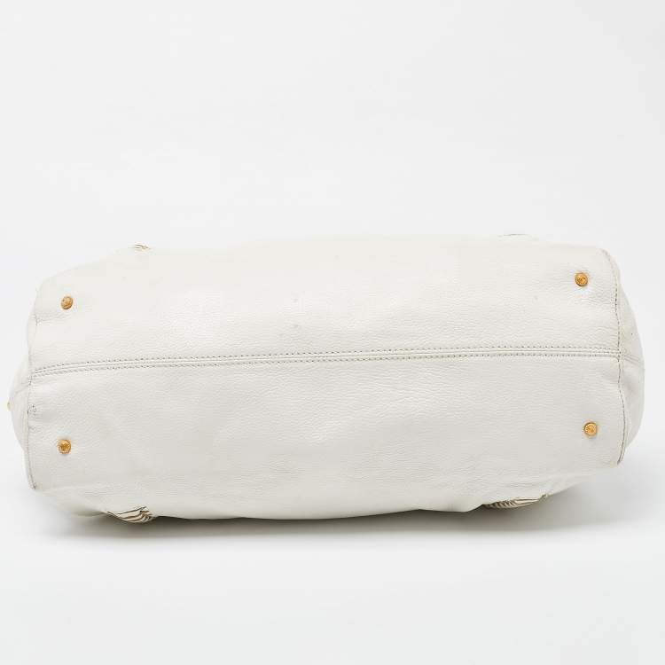 Pre Owned Salvatore Ferragamo White Leather Satchel