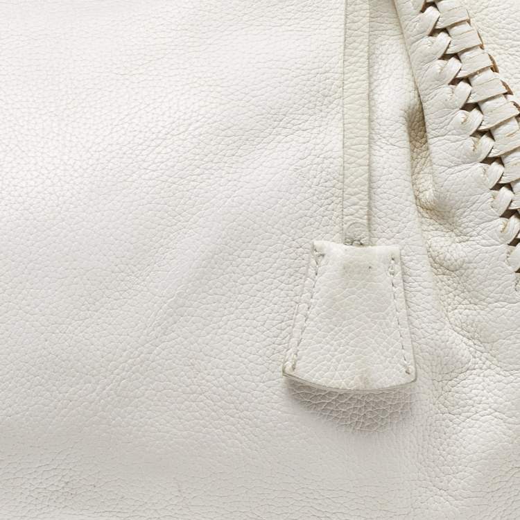Pre Owned Salvatore Ferragamo White Leather Satchel