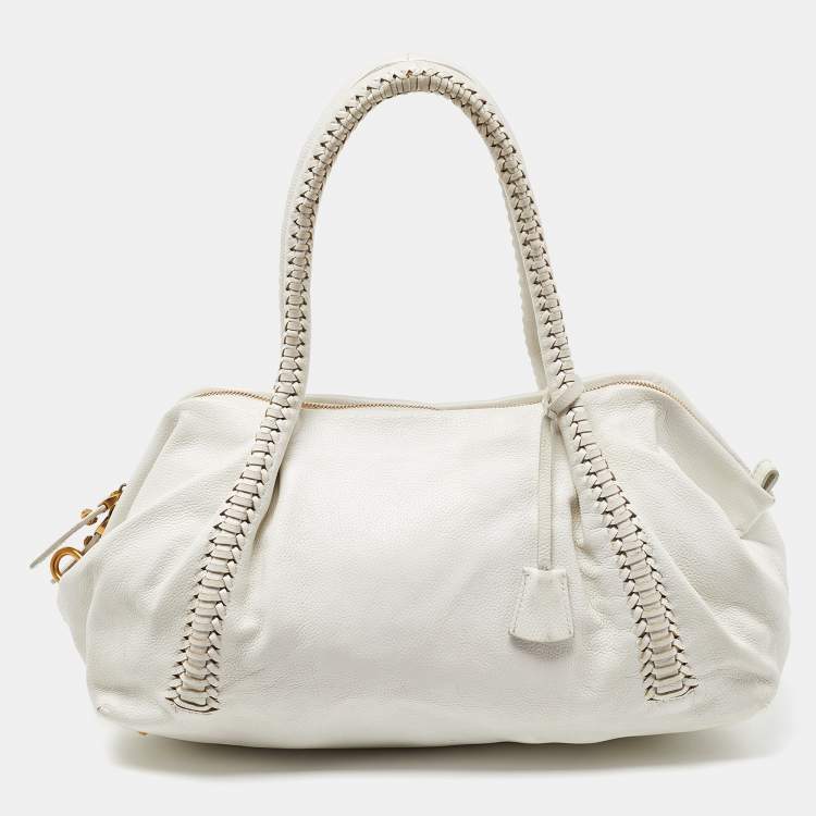 Pre Owned Salvatore Ferragamo White Leather Satchel
