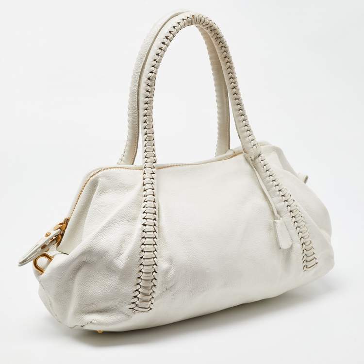 Pre Owned Salvatore Ferragamo White Leather Satchel