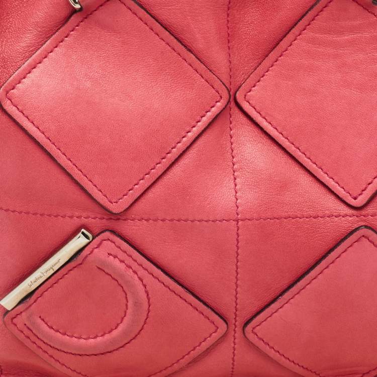 Pre Owned Salvatore Ferragamo Pink Leather Oragami Tote