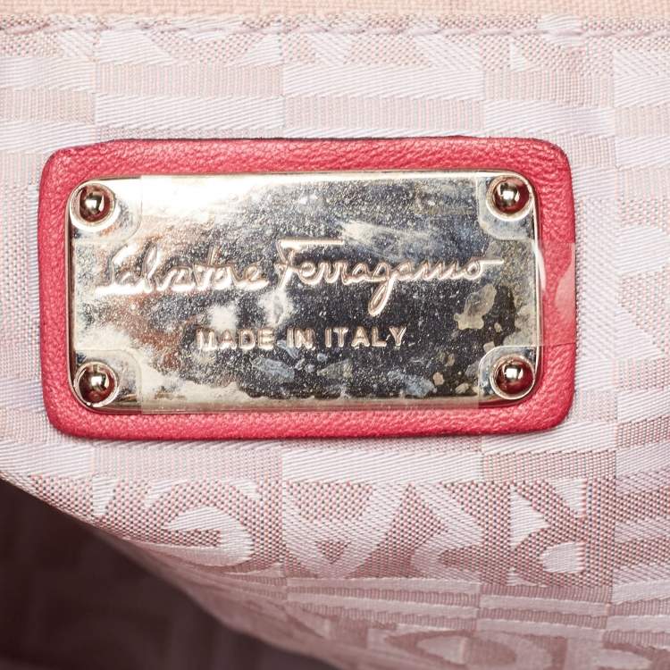 Pre Owned Salvatore Ferragamo Pink Leather Oragami Tote