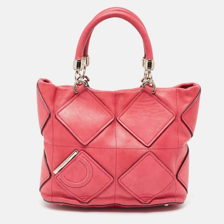Pre Owned Salvatore Ferragamo Pink Leather Oragami Tote
