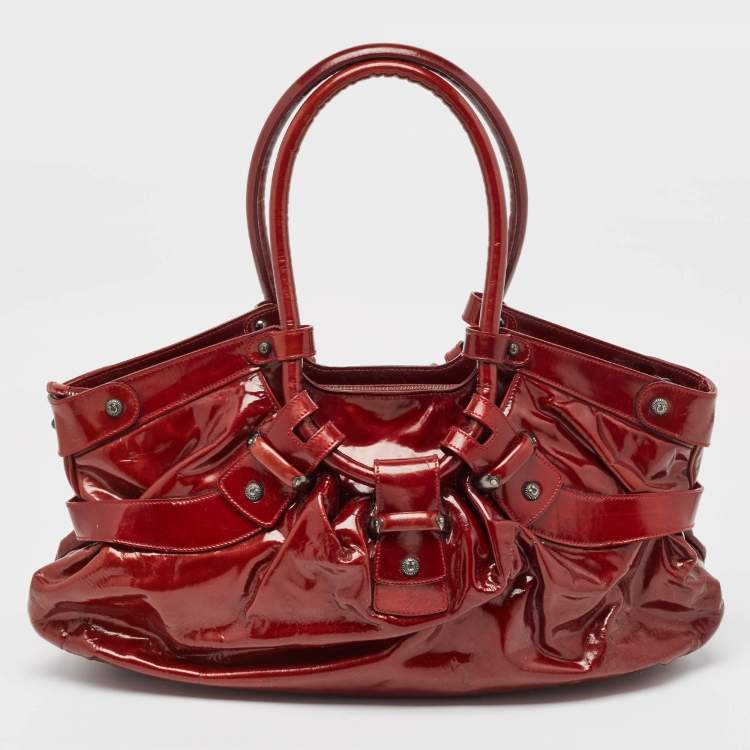 Pre Owned Salvatore Ferragamo Red Patent Leather Celtico Hobo