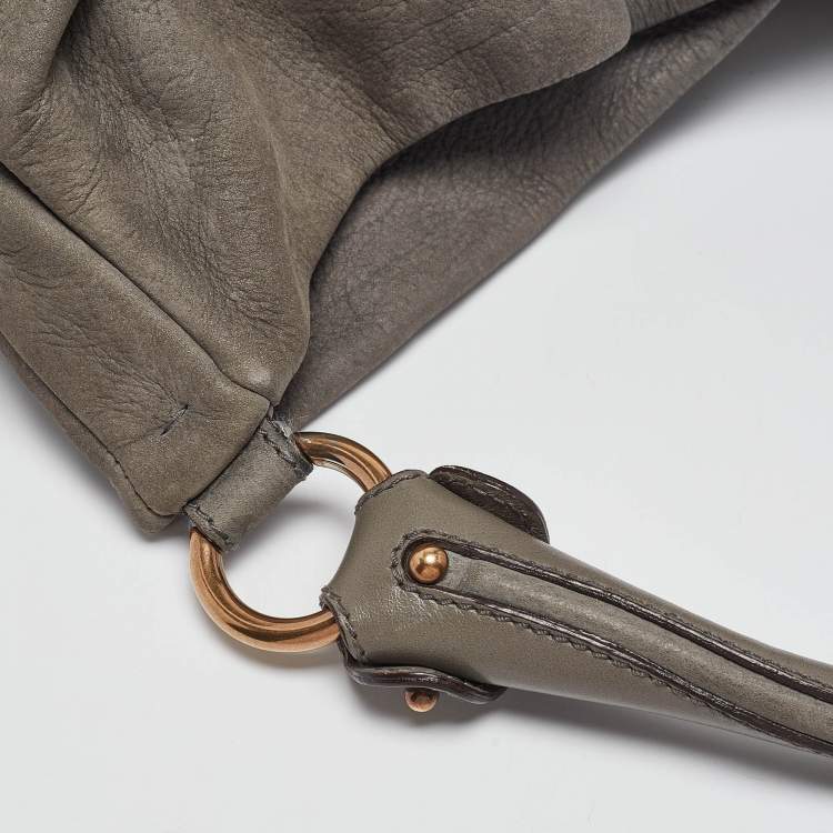 Pre Owned Salvatore Ferragamo Grey Leather Miss Vara Hobo